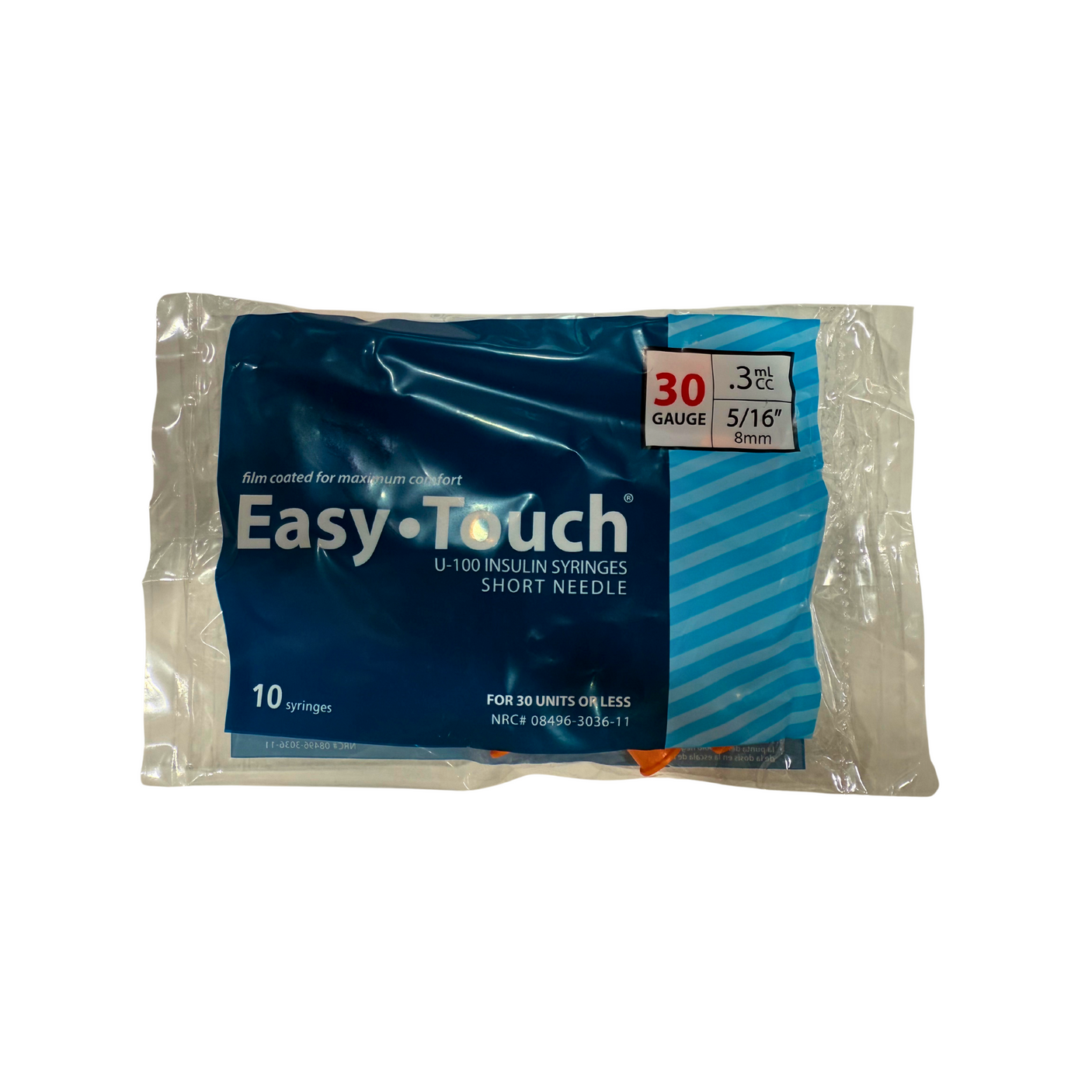 Jeringas de insulina Easy Touch U-100 31G 0,5 ml CC 5/16" 8 mm (1 paquete x 10 jeringas)