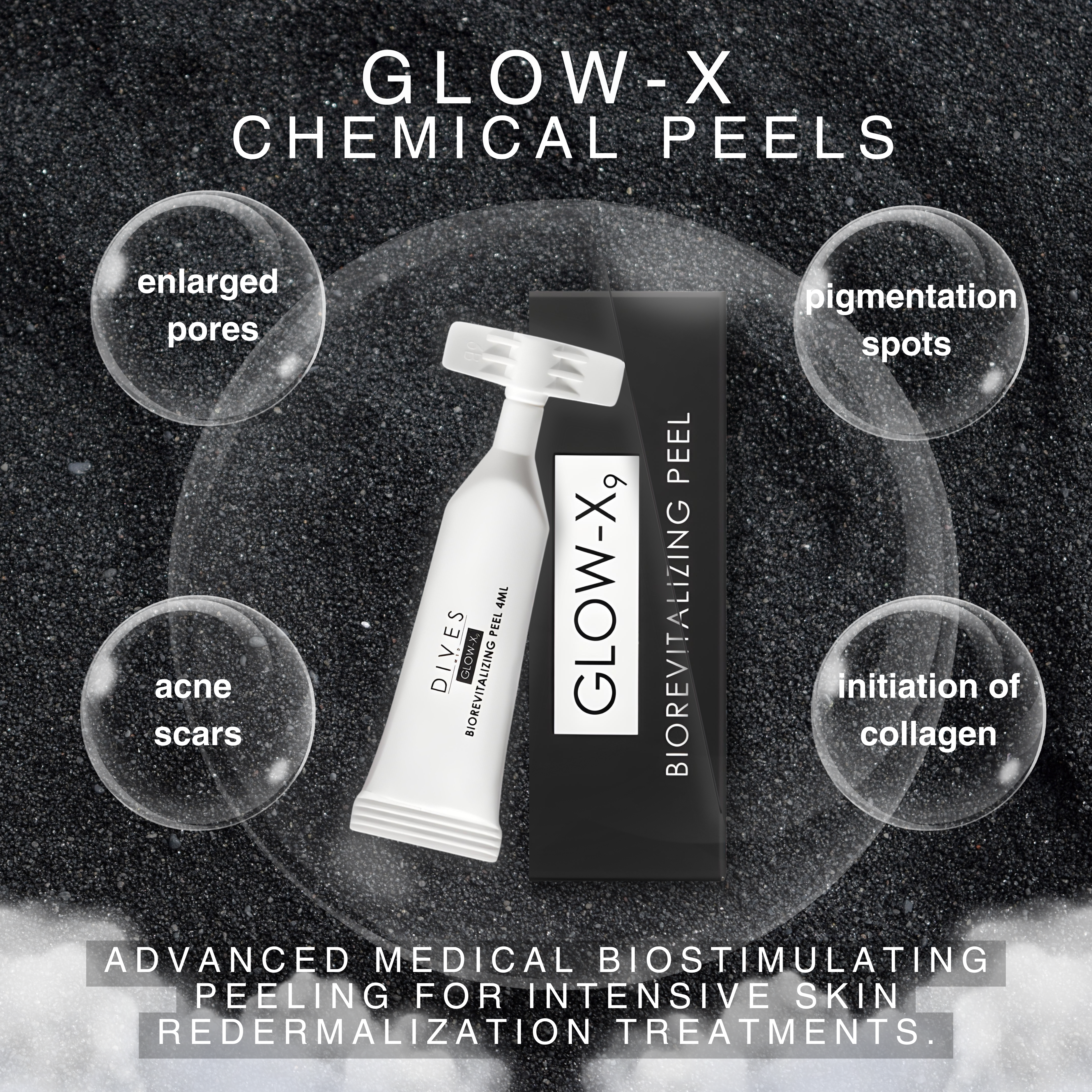 GLOW – X9
Chemical peel based on stabilized TCA acid, synergistically combined with phenol, ferulic, salicylic, glycolic, mandelic, phytic acid and highly concentrated vitamin C. Dedicated to multi-level skin rejuvenation and elimination of all skin defects caused by aging or external factors.