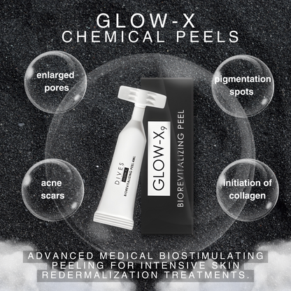 GLOW – X9
Chemical peel based on stabilized TCA acid, synergistically combined with phenol, ferulic, salicylic, glycolic, mandelic, phytic acid and highly concentrated vitamin C. Dedicated to multi-level skin rejuvenation and elimination of all skin defects caused by aging or external factors.