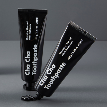 Luxury aesthetic shot of Cha Cha Charcoal Toothpaste – stylish oral care for a modern lifestyle.