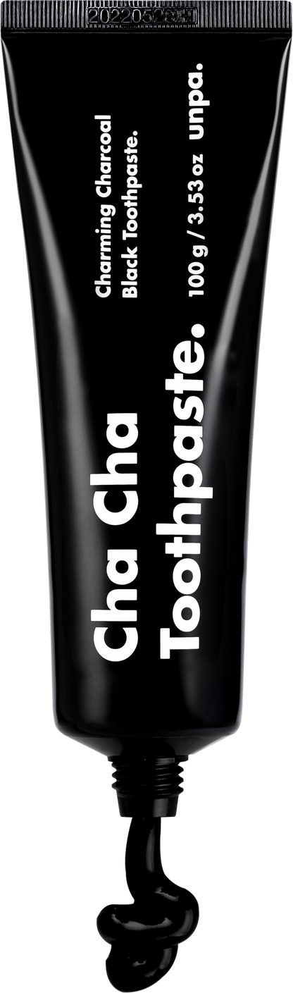 Luxury aesthetic shot of Cha Cha Charcoal Toothpaste – stylish oral care for a modern lifestyle.