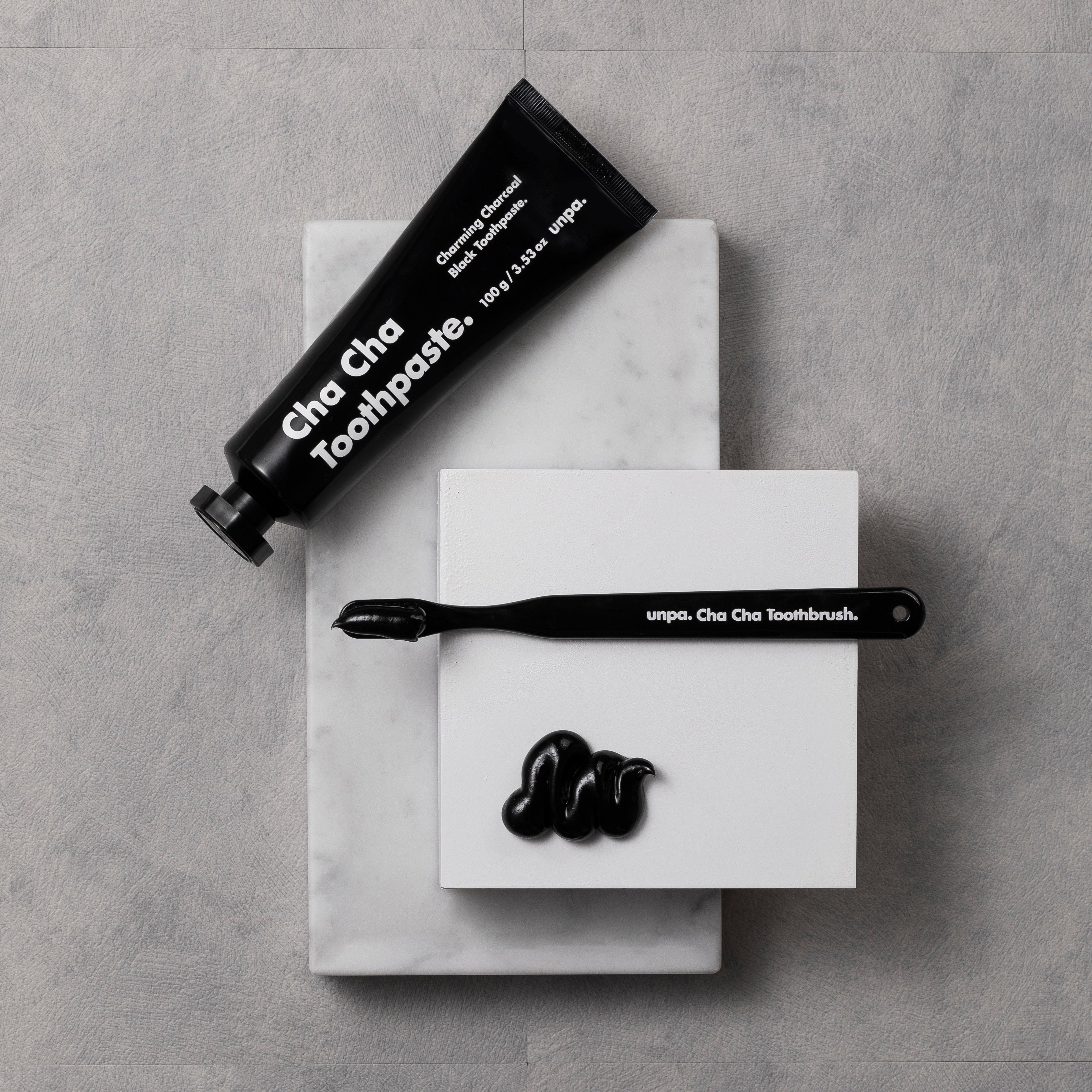 Luxury aesthetic shot of Cha Cha Charcoal Toothpaste – stylish oral care for a modern lifestyle.