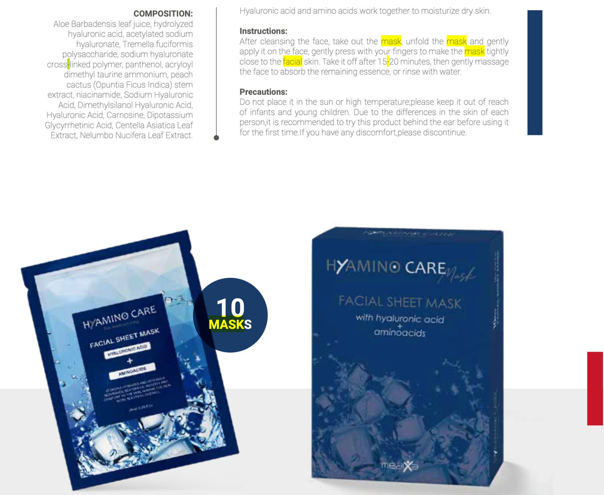 Hyamino Care Facial Sheet Mask - Filler Lux™ - MASK - Medixa