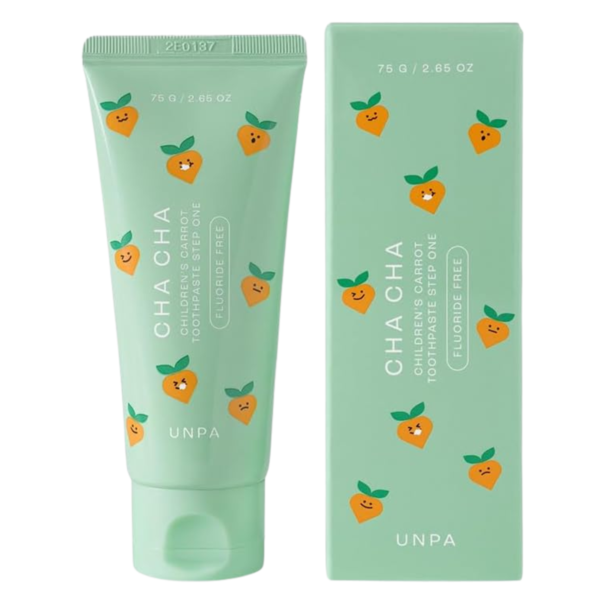 Unpa Cha Cha Kids Carrot Toothpaste Duo Pack – includes low-fluoride and fluoride-free options for children’s safe oral care